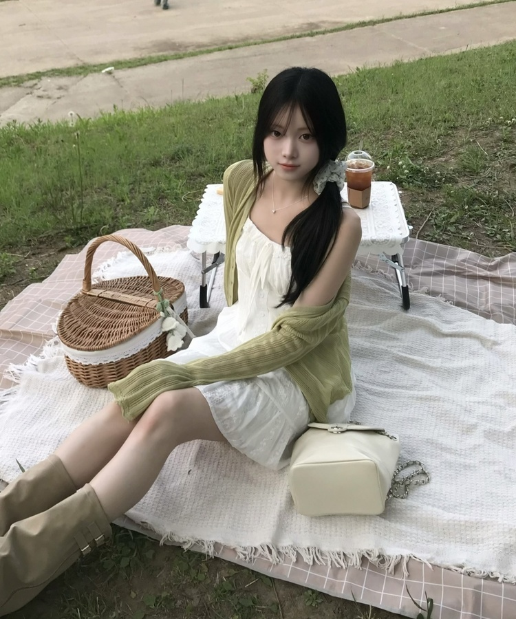 프릴 캐미솔 미니 원피스 화이트