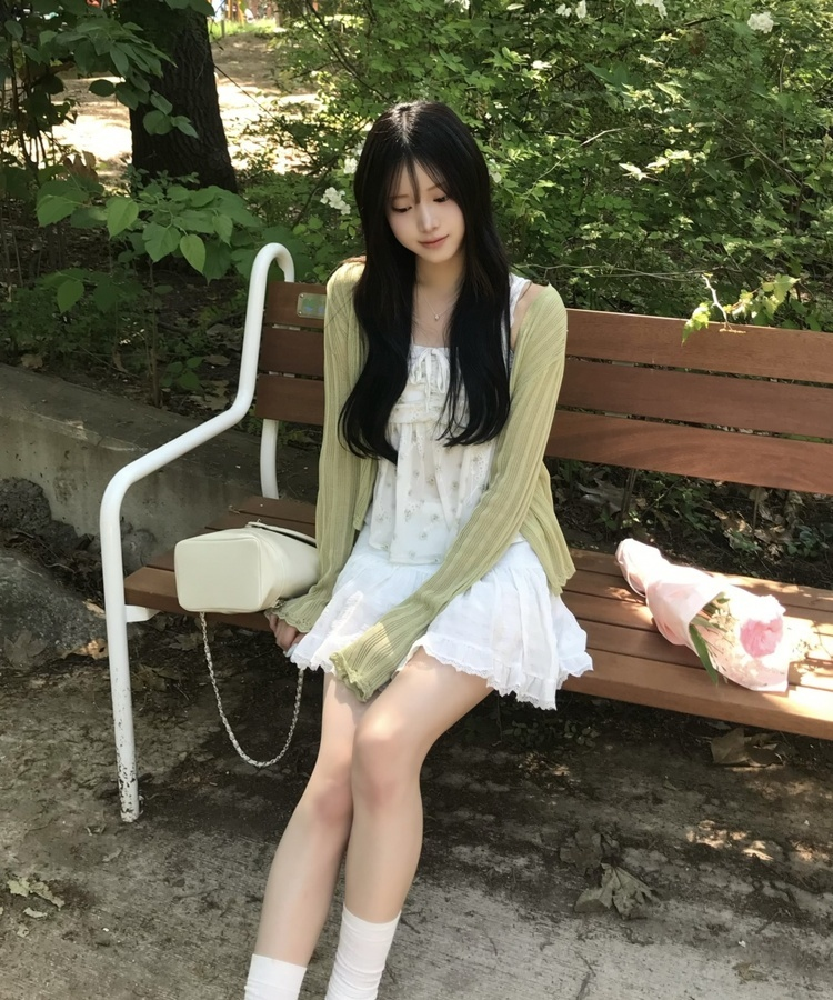 꽃무늬 플레어 캐미솔 민트