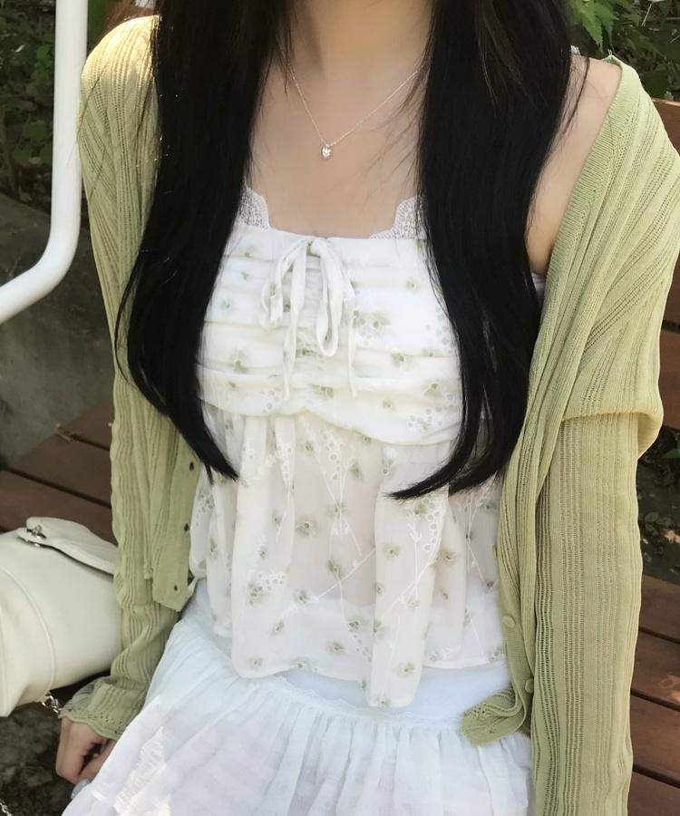 꽃무늬 플레어 캐미솔 민트