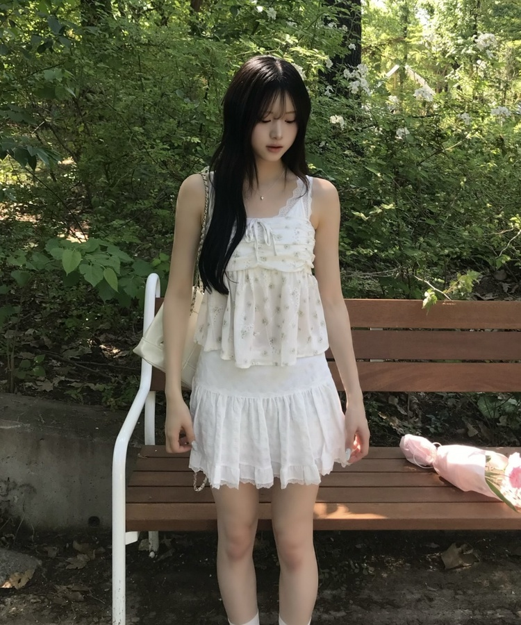 꽃무늬 플레어 캐미솔 민트
