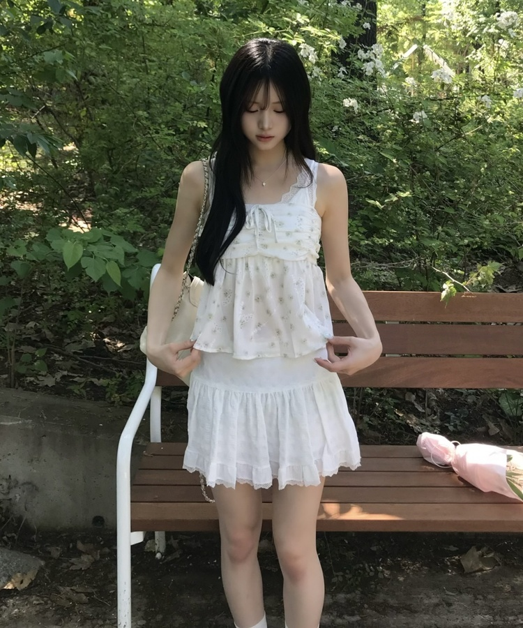 꽃무늬 플레어 캐미솔 민트