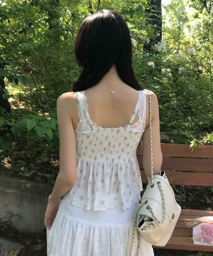 꽃무늬 플레어 캐미솔 민트