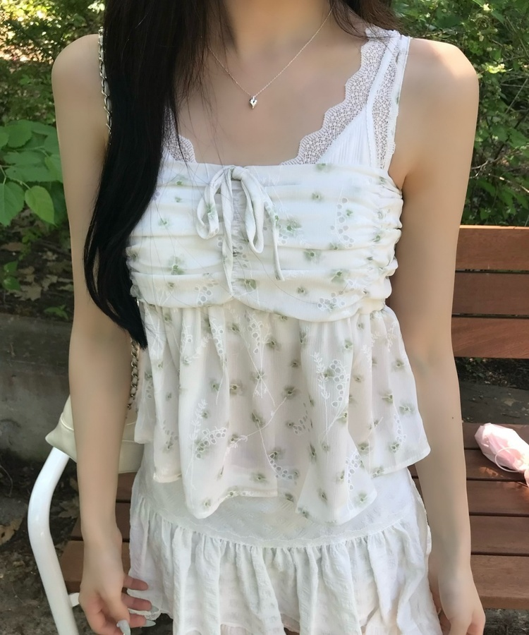 꽃무늬 플레어 캐미솔 민트