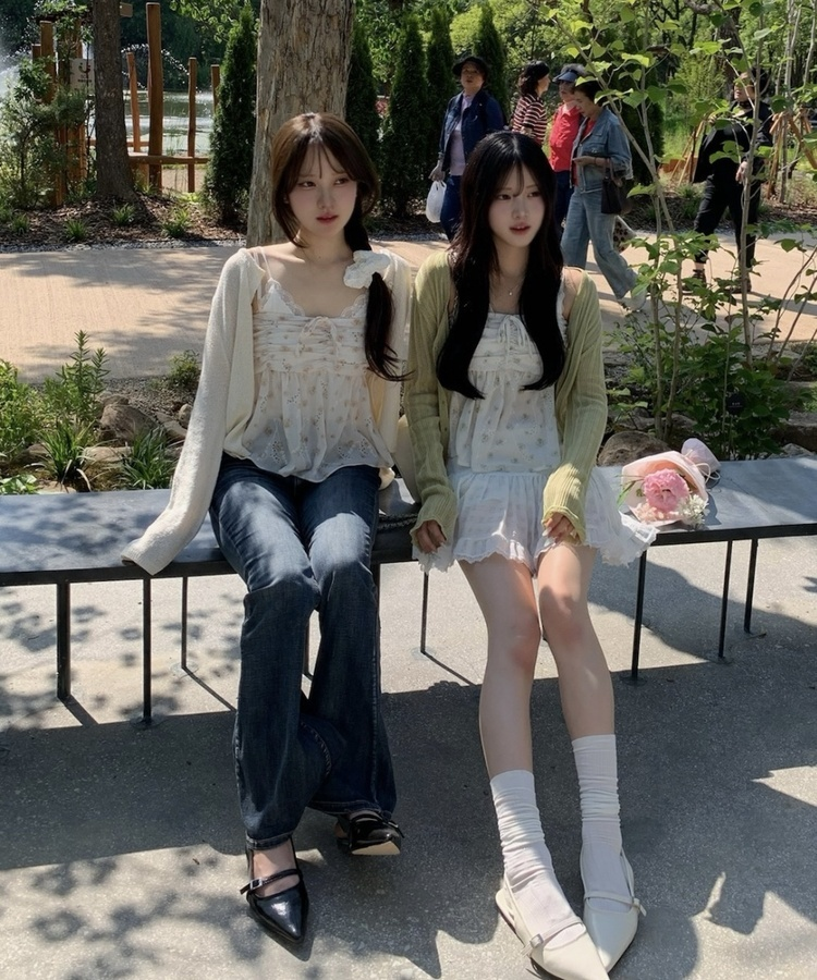 꽃무늬 플레어 캐미솔 민트