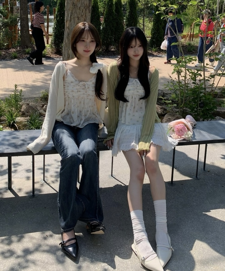 꽃무늬 플레어 캐미솔 민트
