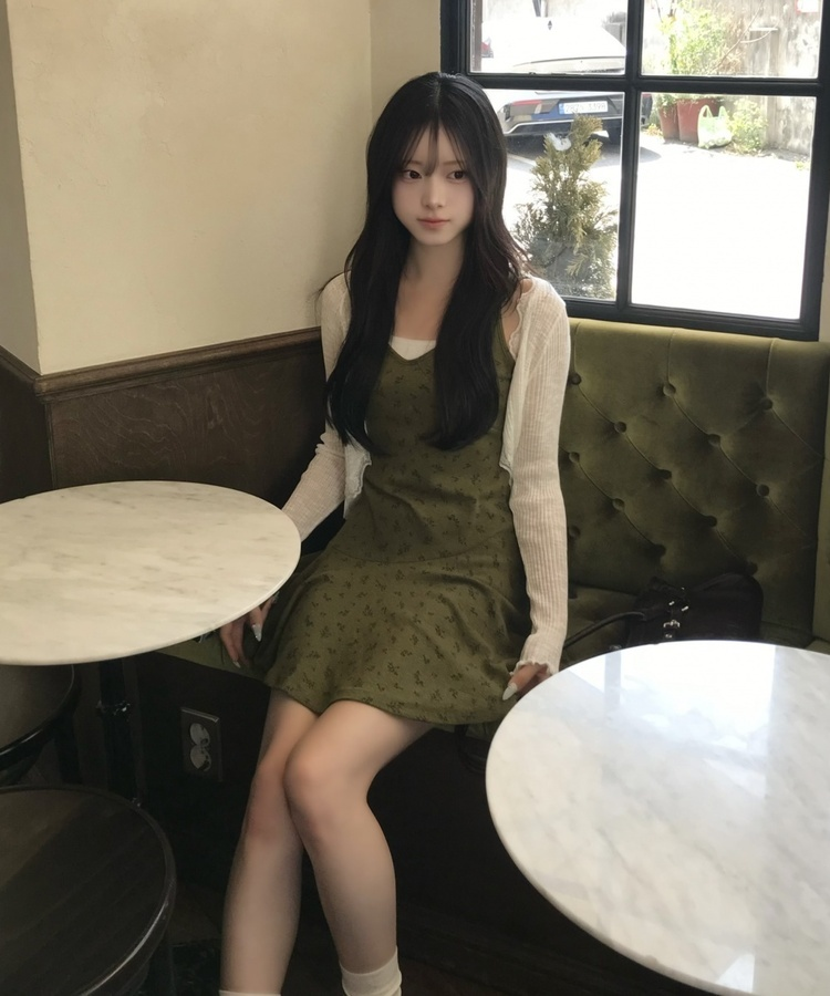 グリーンフラワーキャミワンピース GREEN