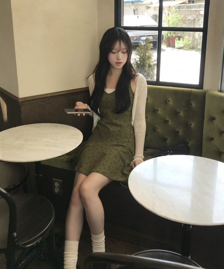 グリーンフラワーキャミワンピース GREEN