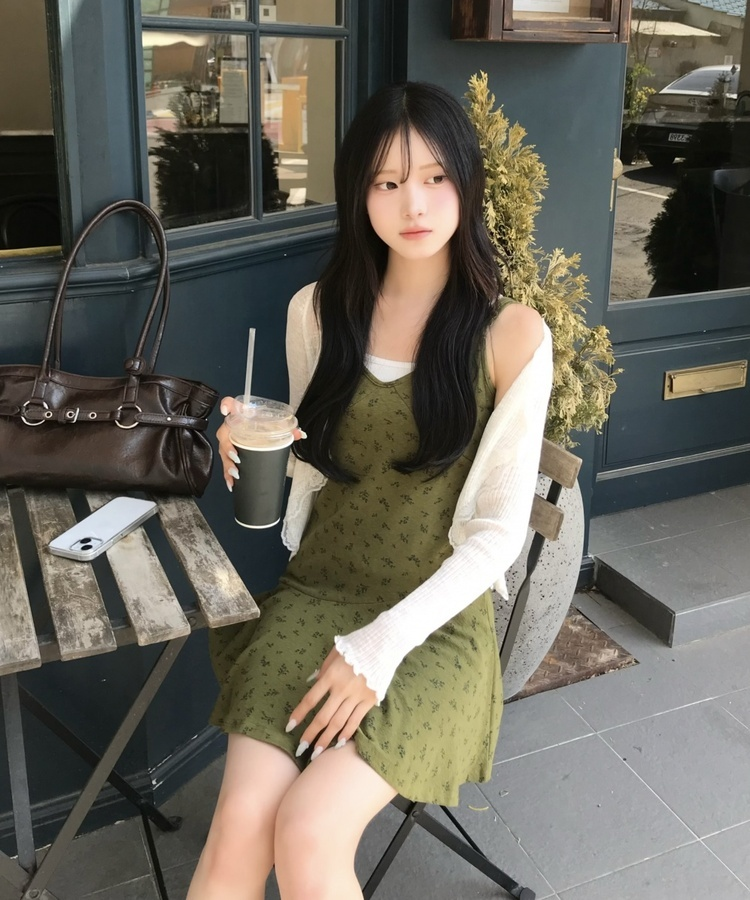 グリーンフラワーキャミワンピース GREEN