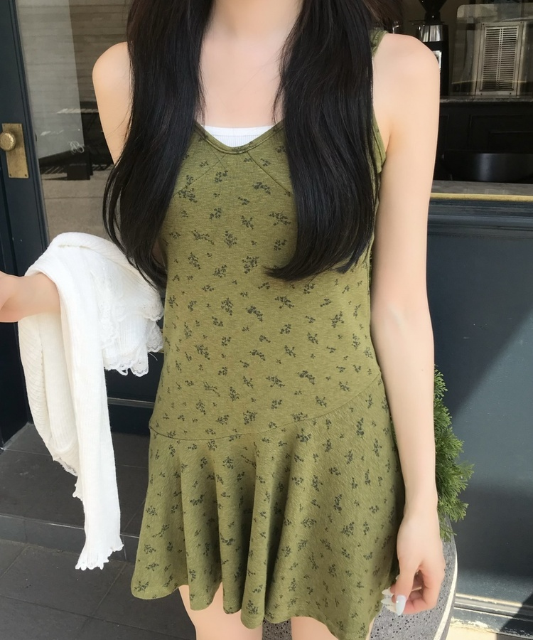 グリーンフラワーキャミワンピース GREEN