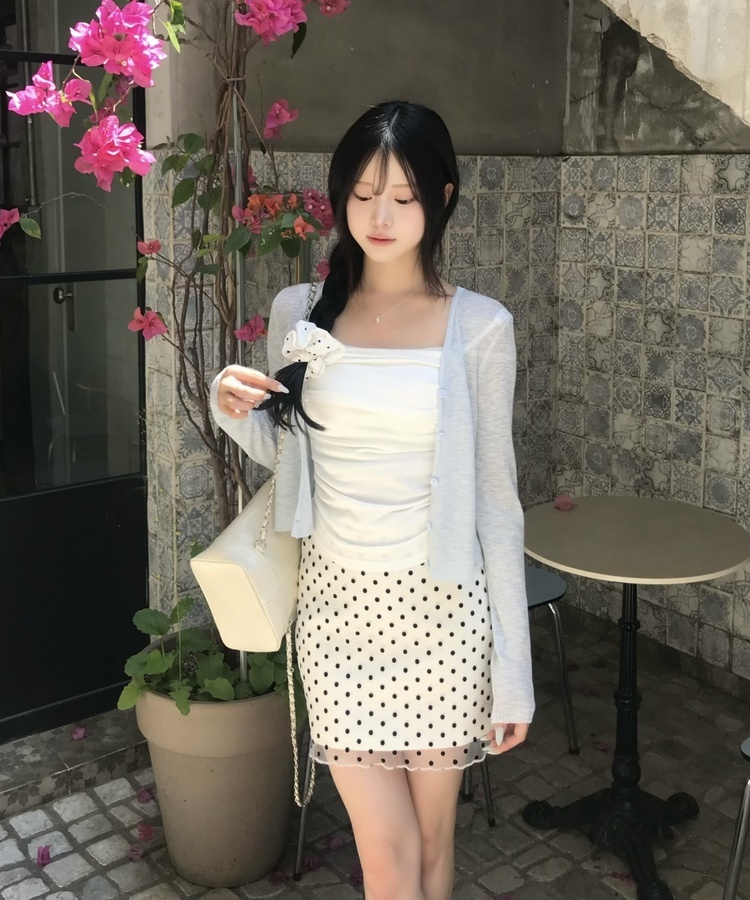 도트 레이스 스커트  화이트