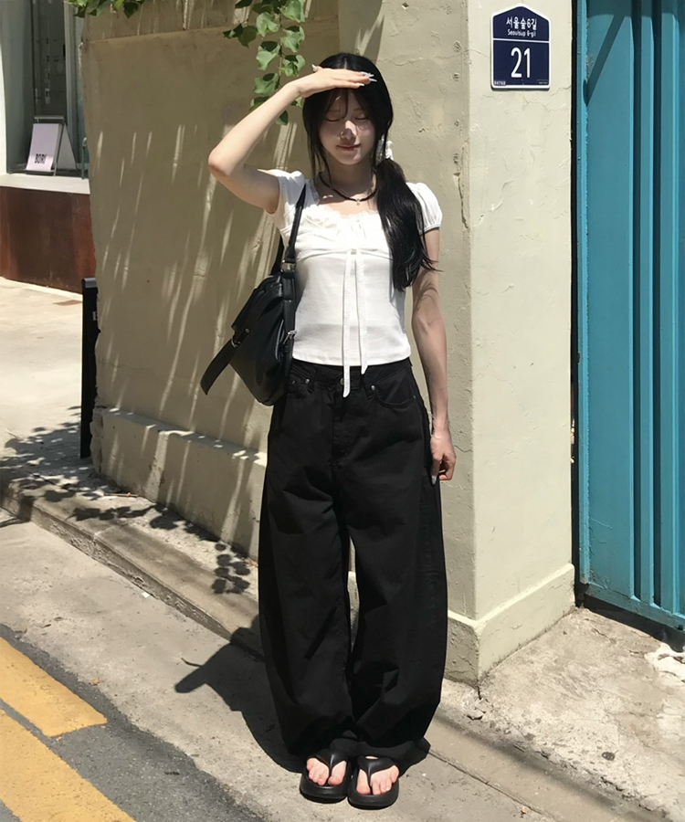 레이스 레이어드 반소매 티셔츠 화이트