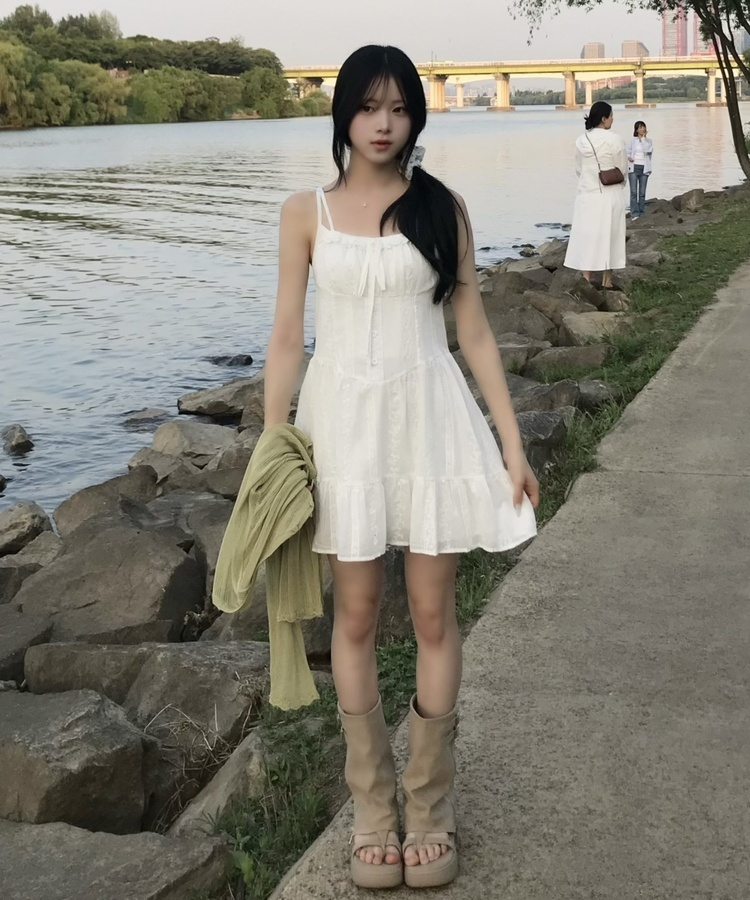 스웨이드 지퍼 부츠 샌들 베이지