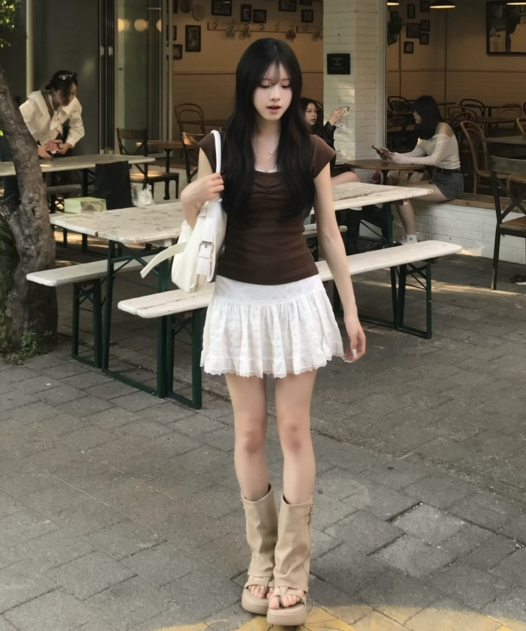 스웨이드 지퍼 부츠 샌들 베이지