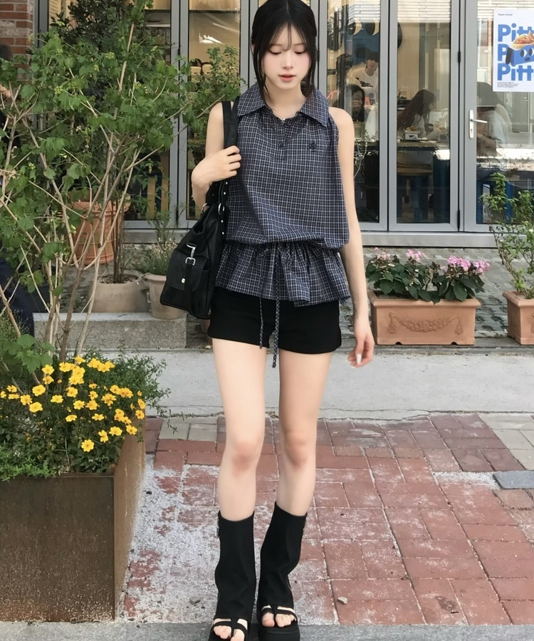 스웨이드 지퍼 부츠 샌들 블랙