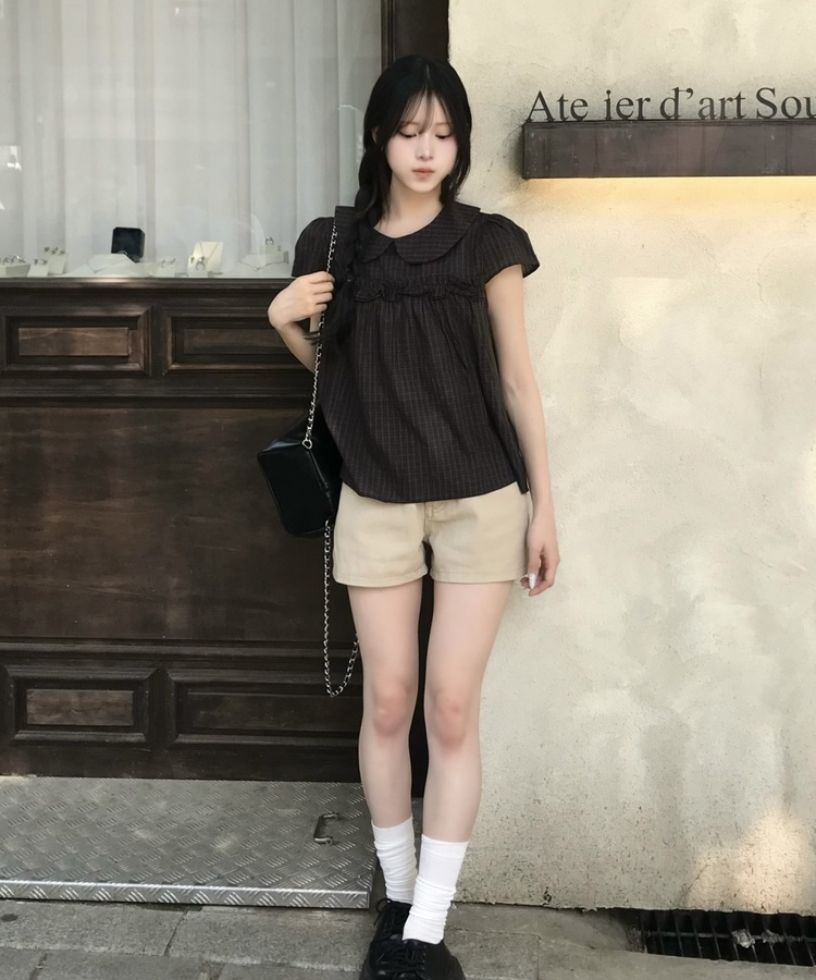 【丈別】コットンAラインショートパンツ BEIGE