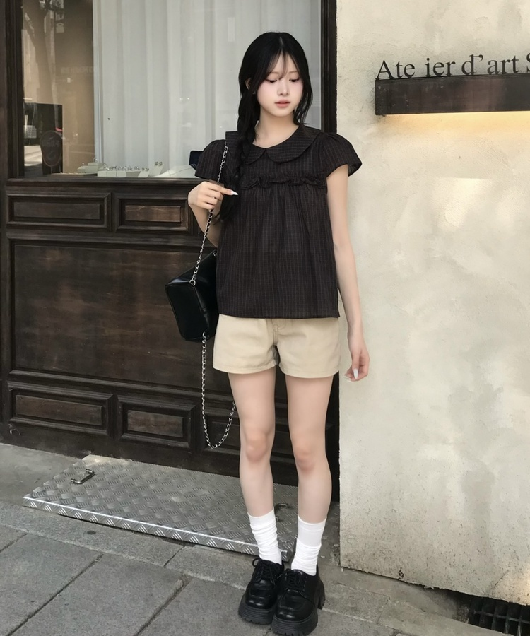 【丈別】コットンAラインショートパンツ BEIGE