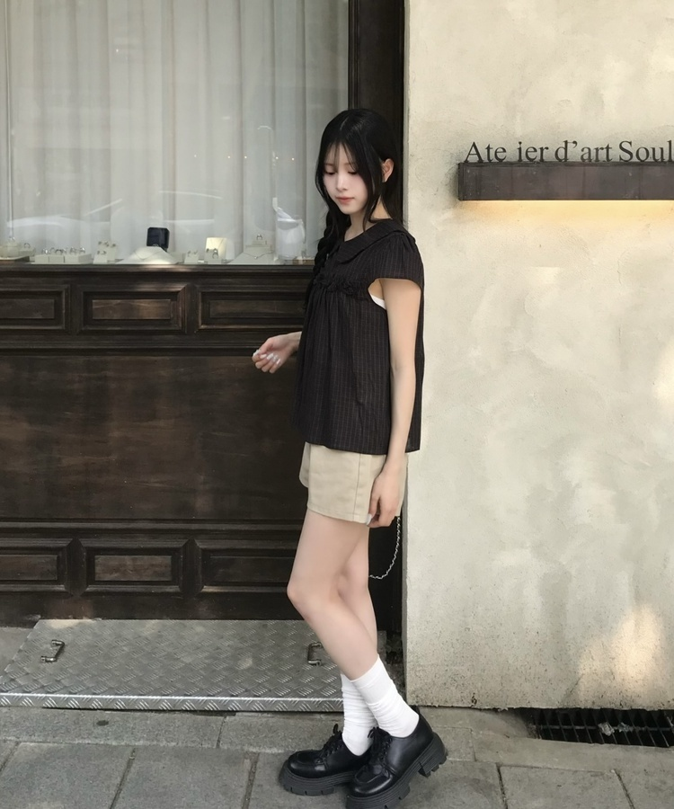【丈別】コットンAラインショートパンツ BEIGE