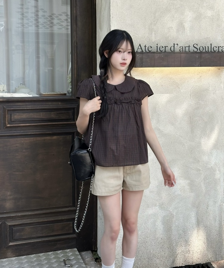 【丈別】コットンAラインショートパンツ BEIGE