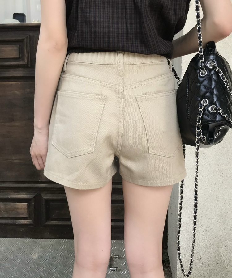 【丈別】コットンAラインショートパンツ BEIGE