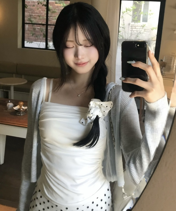 셔링 캡내장 나시 아이보리