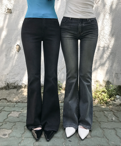 (기장별/골반보정)힙딥커버 히든밴딩 빈티지 워싱 슬림 부츠컷 데님 팬츠 빈티지진청