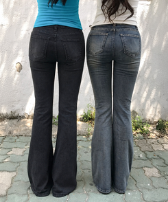 (기장별/골반보정)힙딥커버 히든밴딩 빈티지 워싱 슬림 부츠컷 데님 팬츠 빈티지진청