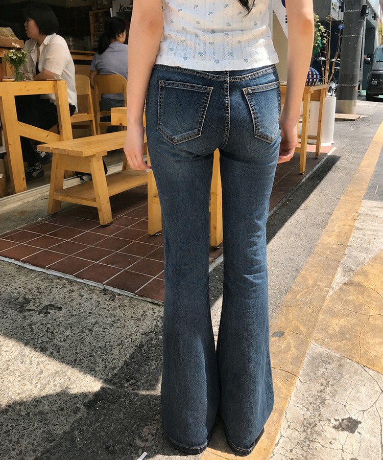(기장별/골반보정)노튼 힙딥커버 히든밴딩 빈티지 워싱 골반뽕 슬림 부츠컷 데님 팬츠 그레이시진청