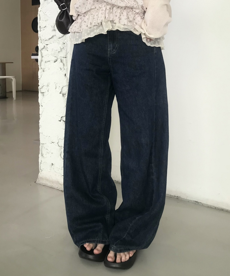 【丈別】サマーワイドデニムパンツ MID DENIM