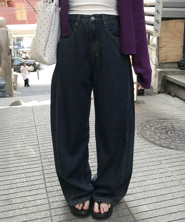 【丈別】サマーワイドデニムパンツ VINTAGE DEEP BLUE