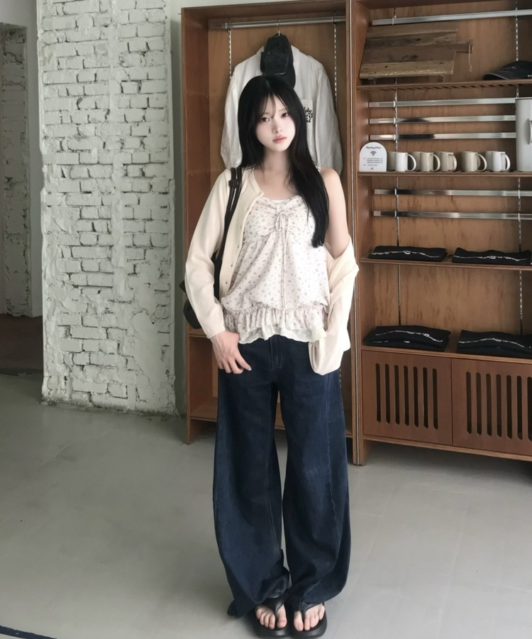 【丈別】サマーワイドデニムパンツ MID DENIM
