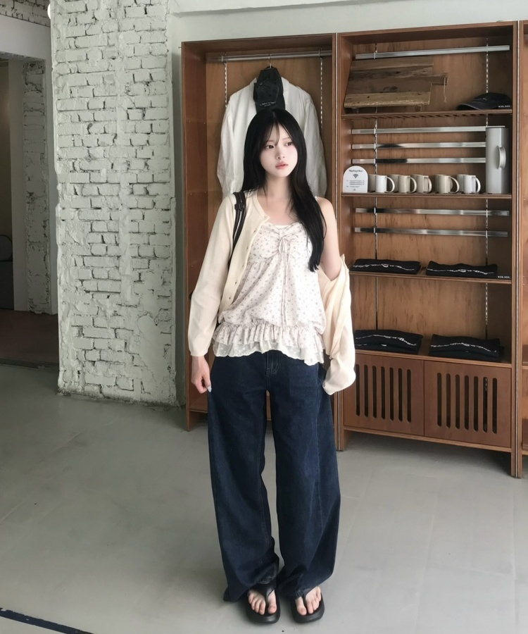 【丈別】サマーワイドデニムパンツ MID DENIM