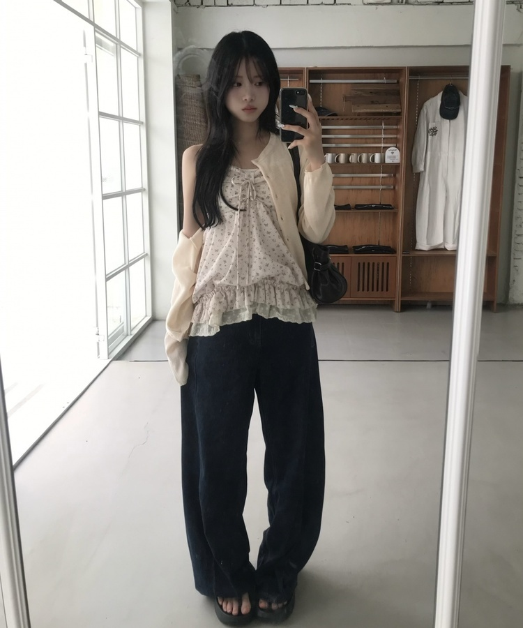 【丈別】サマーワイドデニムパンツ MID DENIM