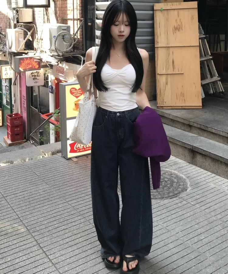 【丈別】サマーワイドデニムパンツ VINTAGE DEEP BLUE