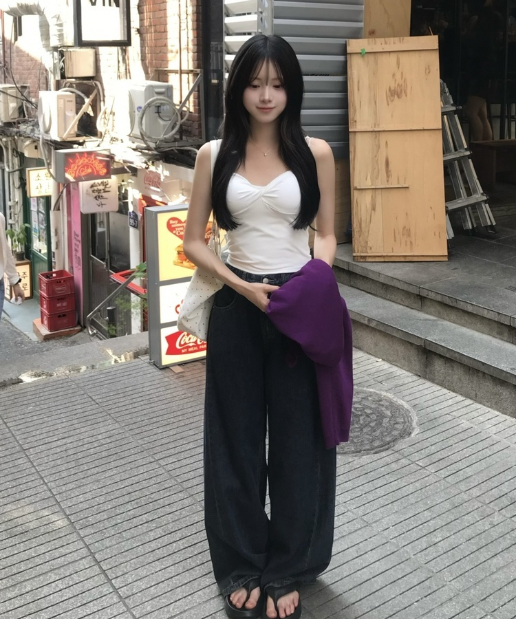 【丈別】サマーワイドデニムパンツ VINTAGE DEEP BLUE