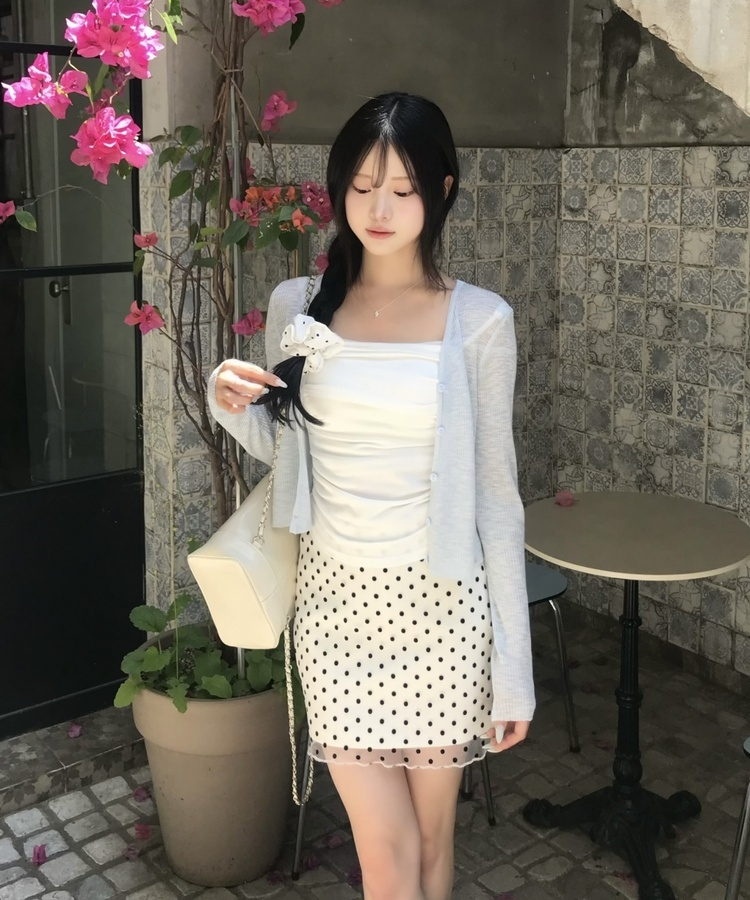 체인 스트랩 미니 백팩 화이트