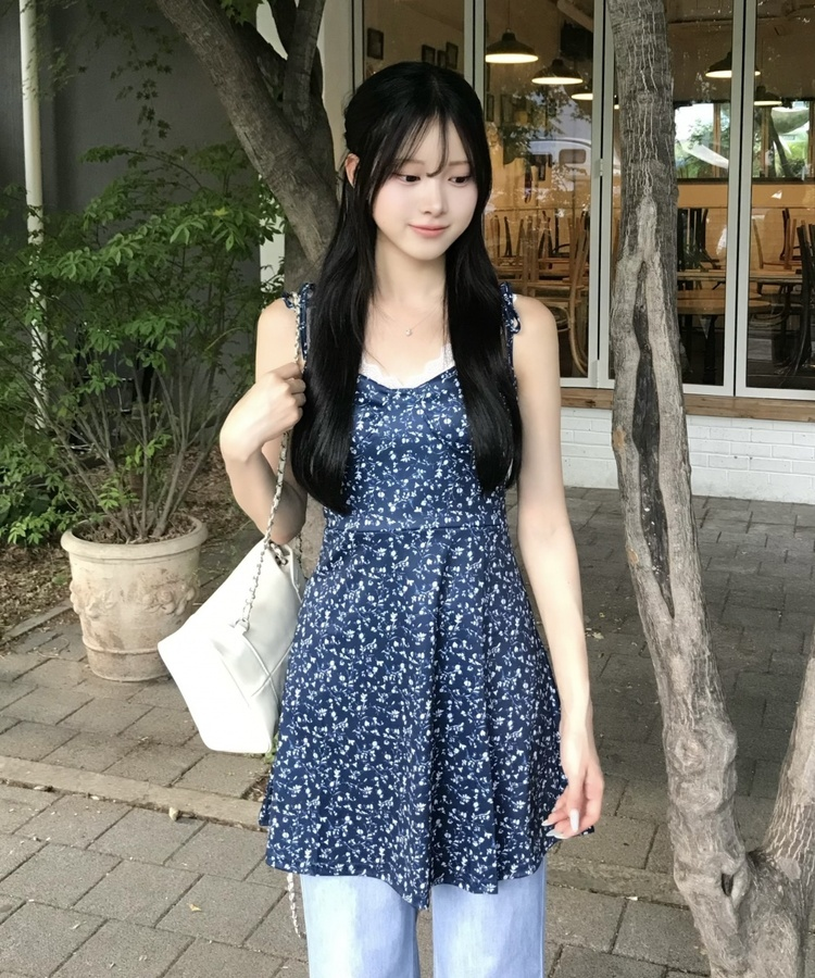 체인 스트랩 미니 백팩 화이트