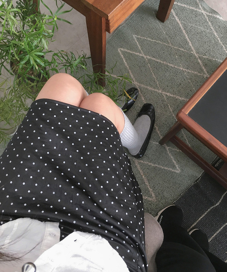 ドットミディスカート BLACK