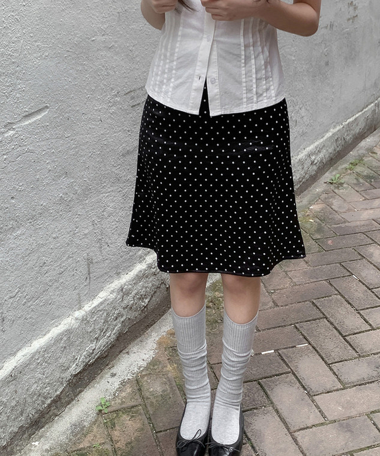 ドットミディスカート BLACK