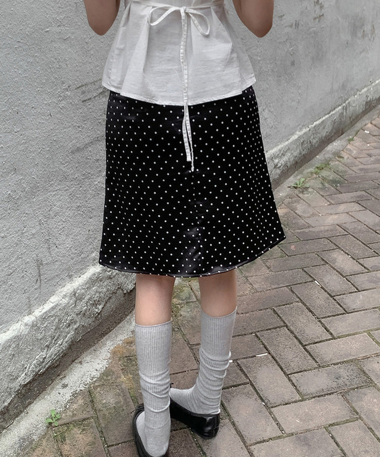 ドットミディスカート BLACK