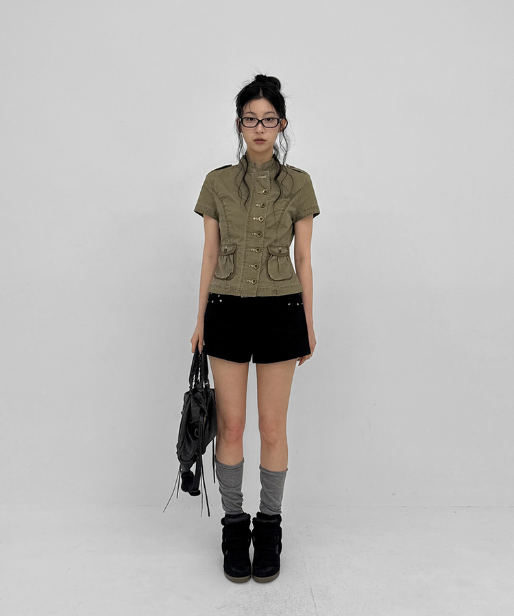 ナポレオン半袖ジャケット KHAKI