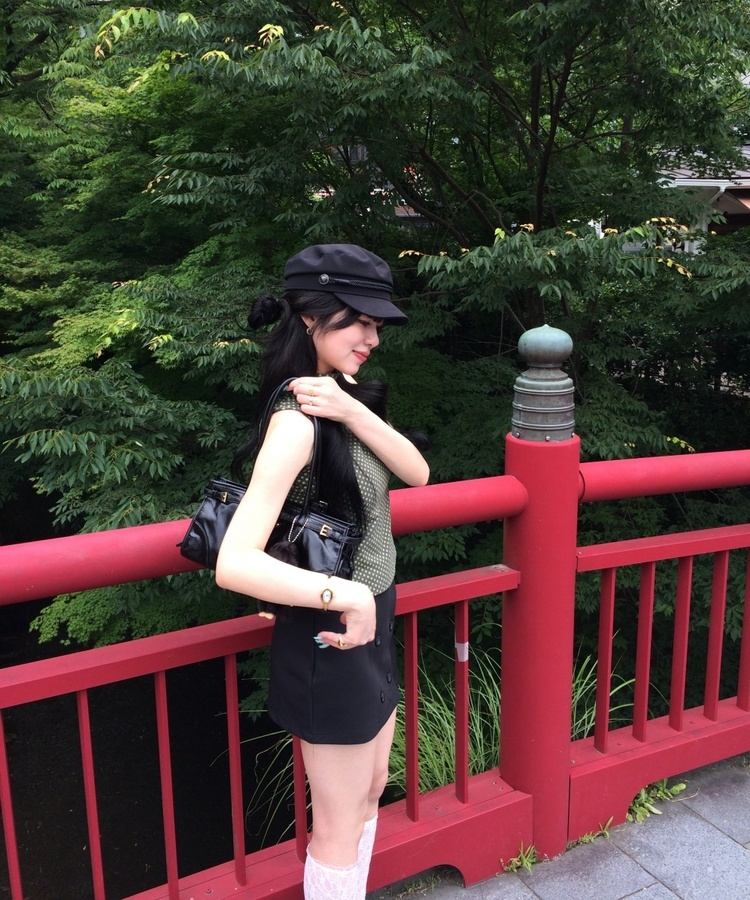 ダブルボタンラップスカートパンツ BLACK