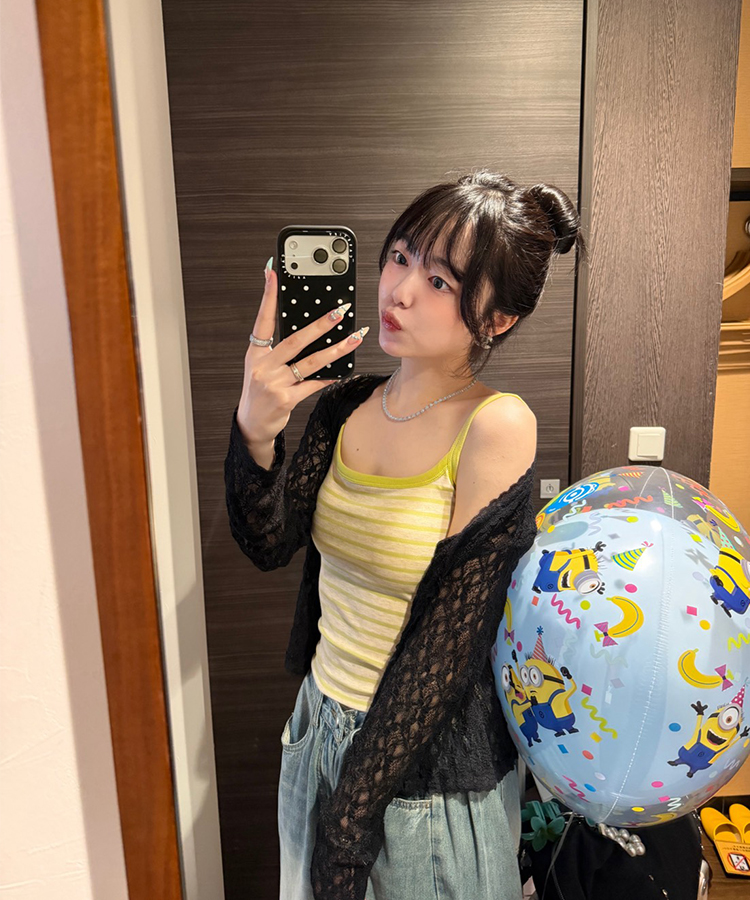 레이스 크롭 가디건 블랙