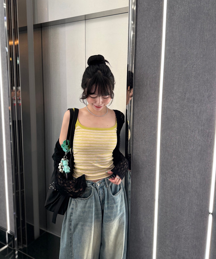 레이스 크롭 가디건 블랙