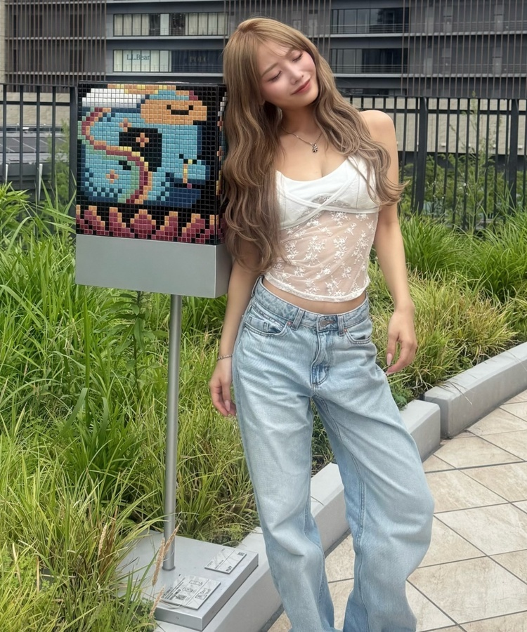 시스루 플라워 레이스 뷔스티에 캐미솔 화이트