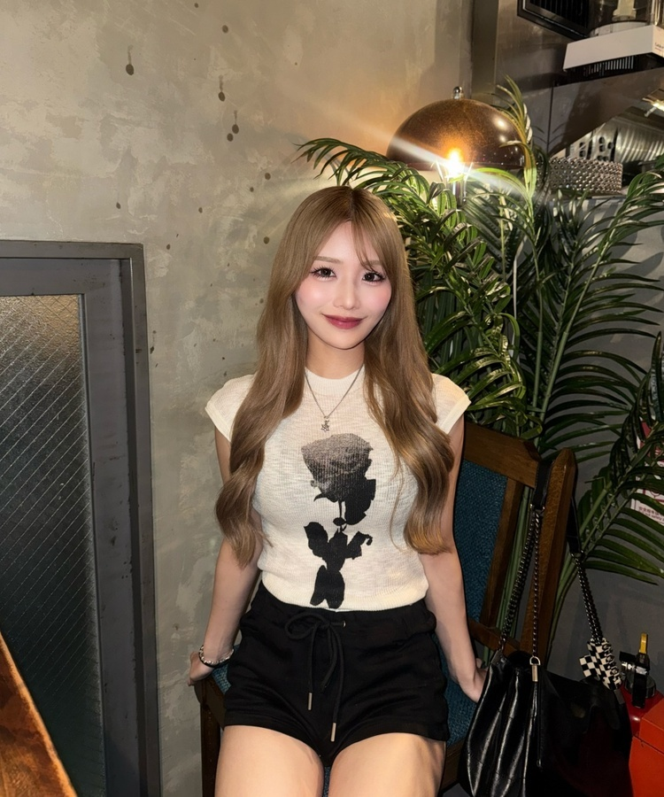 빈티지 로즈 골지 니트탑 아이보리