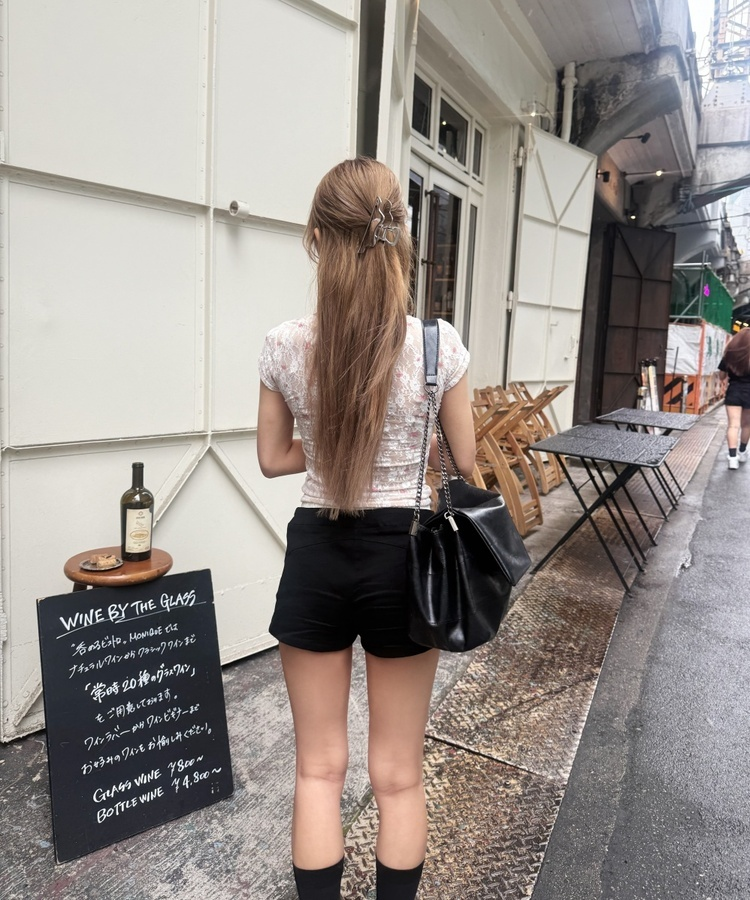로맨틱 레이스 반팔 탑 살구