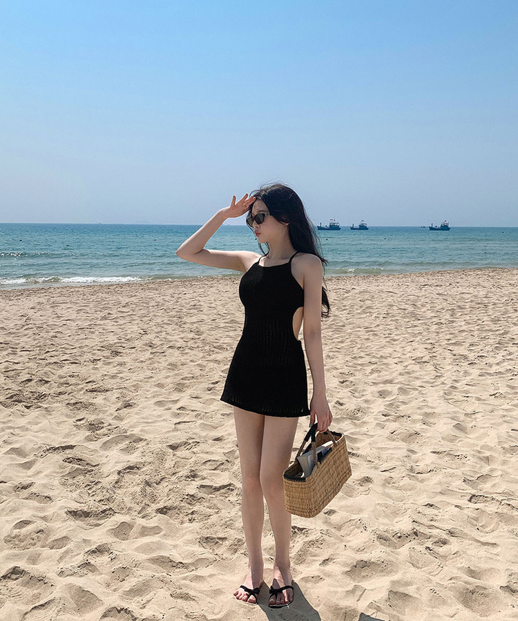 メッシュモノキニ水着 BLACK