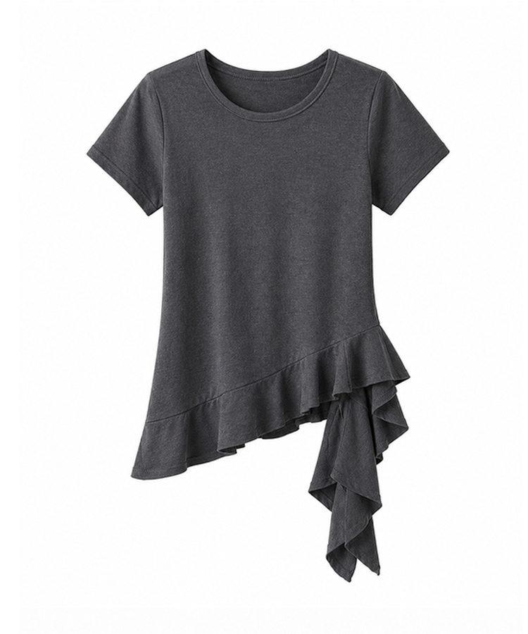アンバランスフリル半袖Tシャツ