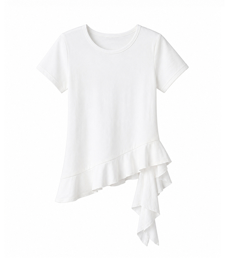 アンバランスフリル半袖Tシャツ