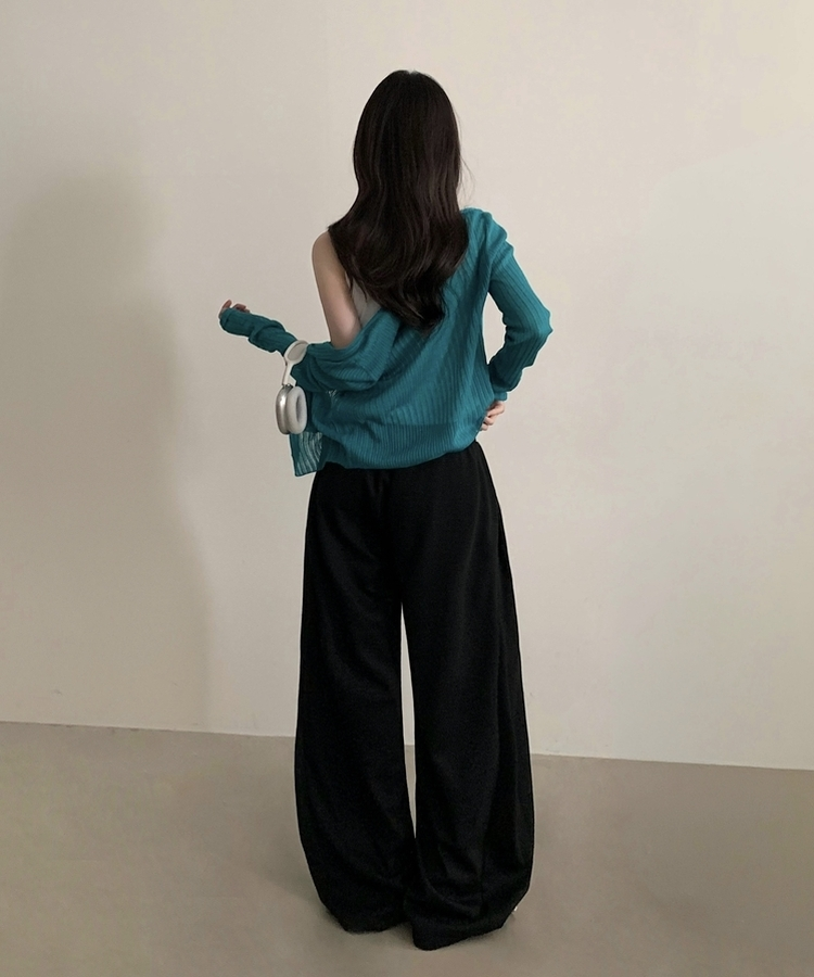 매쉬 여름 핀턱 롱와이드 트레이닝 추리닝 밴딩팬츠 4color 블랙